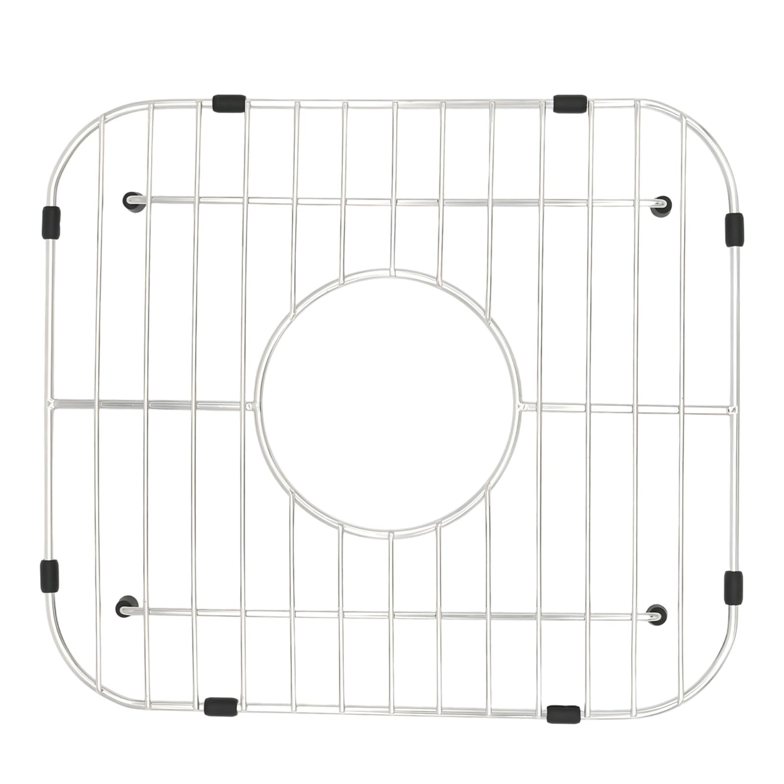 Rejilla protectora de fregadero de acero inoxidable 304, 11.8 x 13.2 in / 30 x 33,5 cm, agujero central, estante de fregadero de cocina para armario, no necesita instalación, fácil de limpiar
