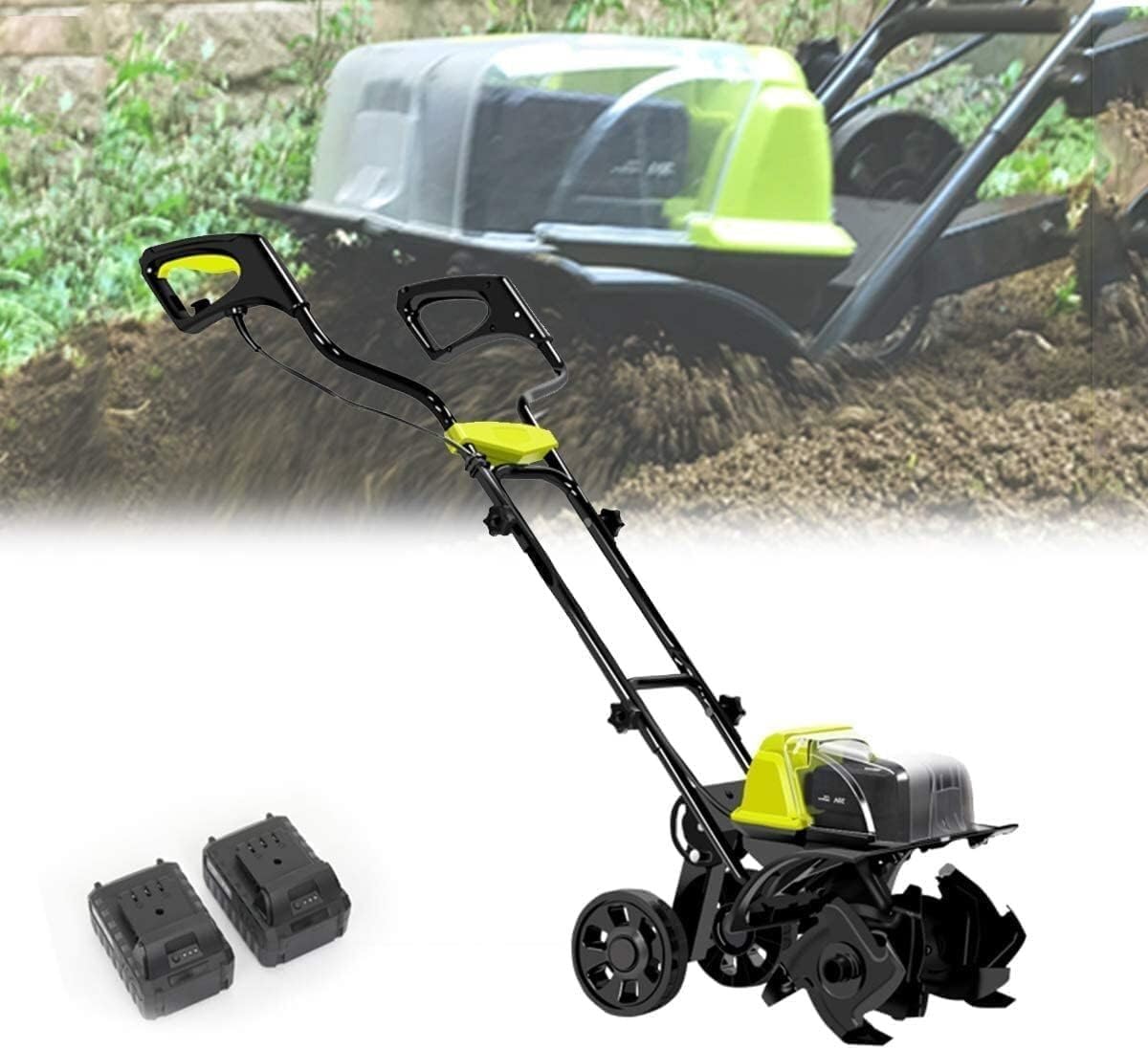 Cultivador rotativo inalámbrico, cultivador eléctrico portátil con batería Recargable y Cargador, cultivadores de Suelo