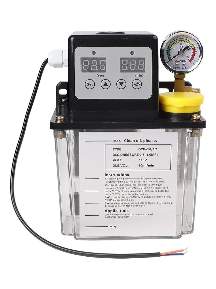 Sistema de lubricación automática bomba de aceite con pantalla digital para máquinas CNC bomba de engranajes de aleación 2L depósito 110V negro transparente