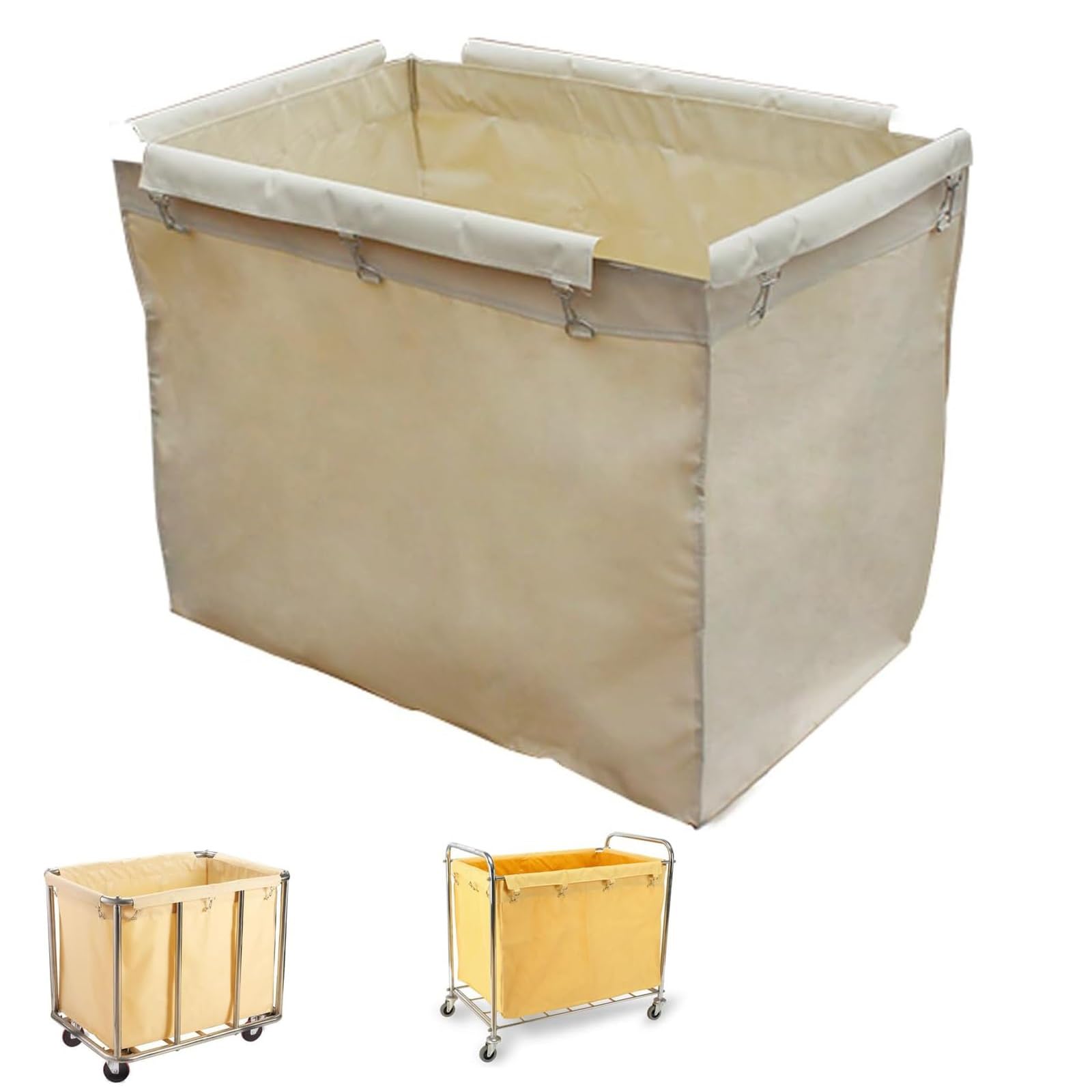 Laundry Cart Replacement Bag, Commercial Removable Waterproof Oxford Liner Bag, Replacement Liner Bag for Rectangular, for 400L Basket Trolley(Beige)