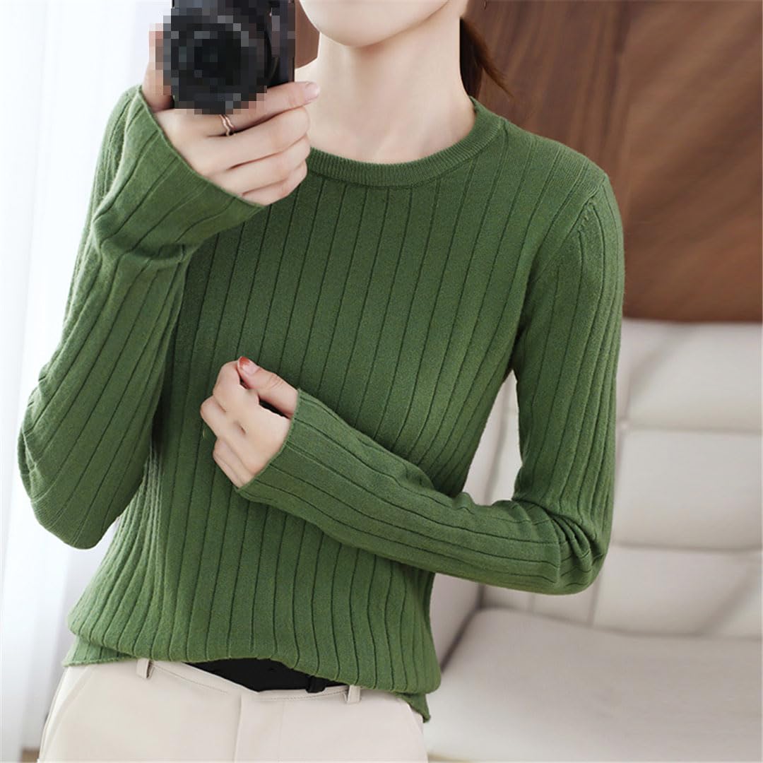 Vogrtcc Pull Tricoté Décontracté À Manches Longues Et Col Rond pour Femme, Coupe Ajustée, Basique, Col Rond