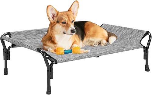 Veehoo Cama elevada refrescante para perro, cama elevada para perro, base de cama para perro a prueba de mordeduras con malla Teslin lavable y