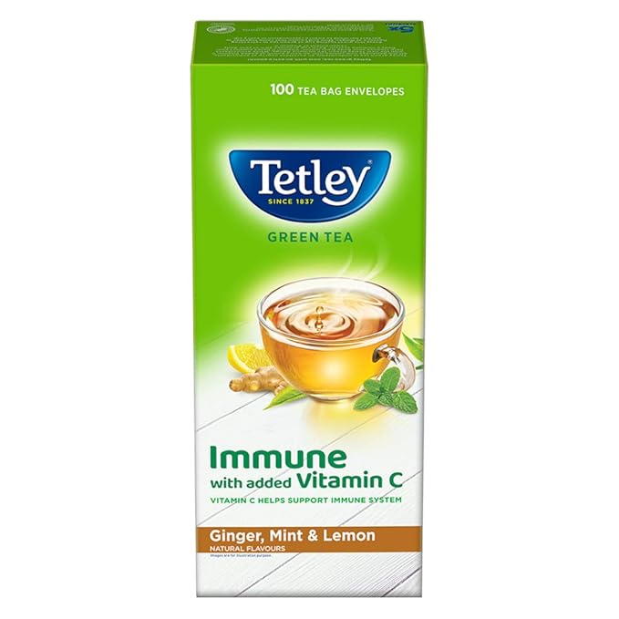 Tetley Green Tea Bags - Ginger - Mint and Lemon