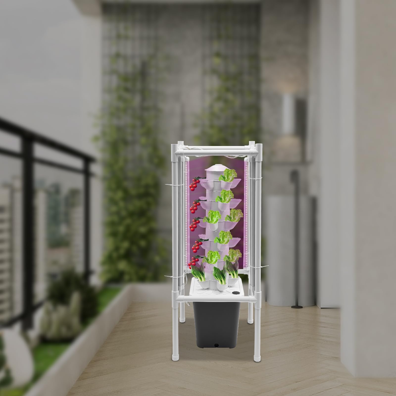 Torre hidropónica vertical con depósito de agua de 10L,Kit de cultivo hidropónico,para hierbas, frutas y verduras