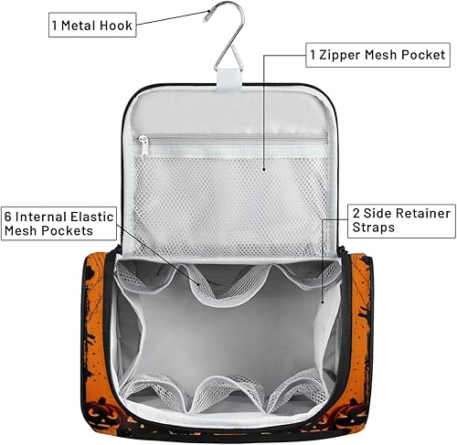 Miniatura 5 de The Halloween Design Toiletry Bag for Women Travel Makeup Organizer with Hanging Hook Traveling Cosmetic Bags for Toiletries Accessories
