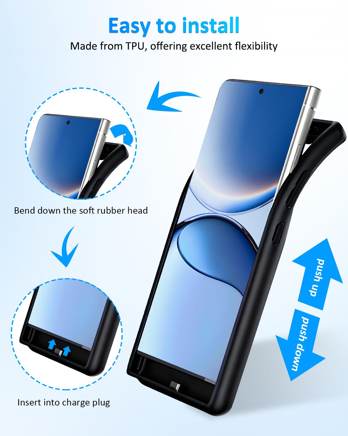 Funda de batería para Samsung Galaxy S22 Ultra, 5000 mAh, cargador rápido portátil, batería externa recargable inteligente para Galaxy S22 Ultra, color negro