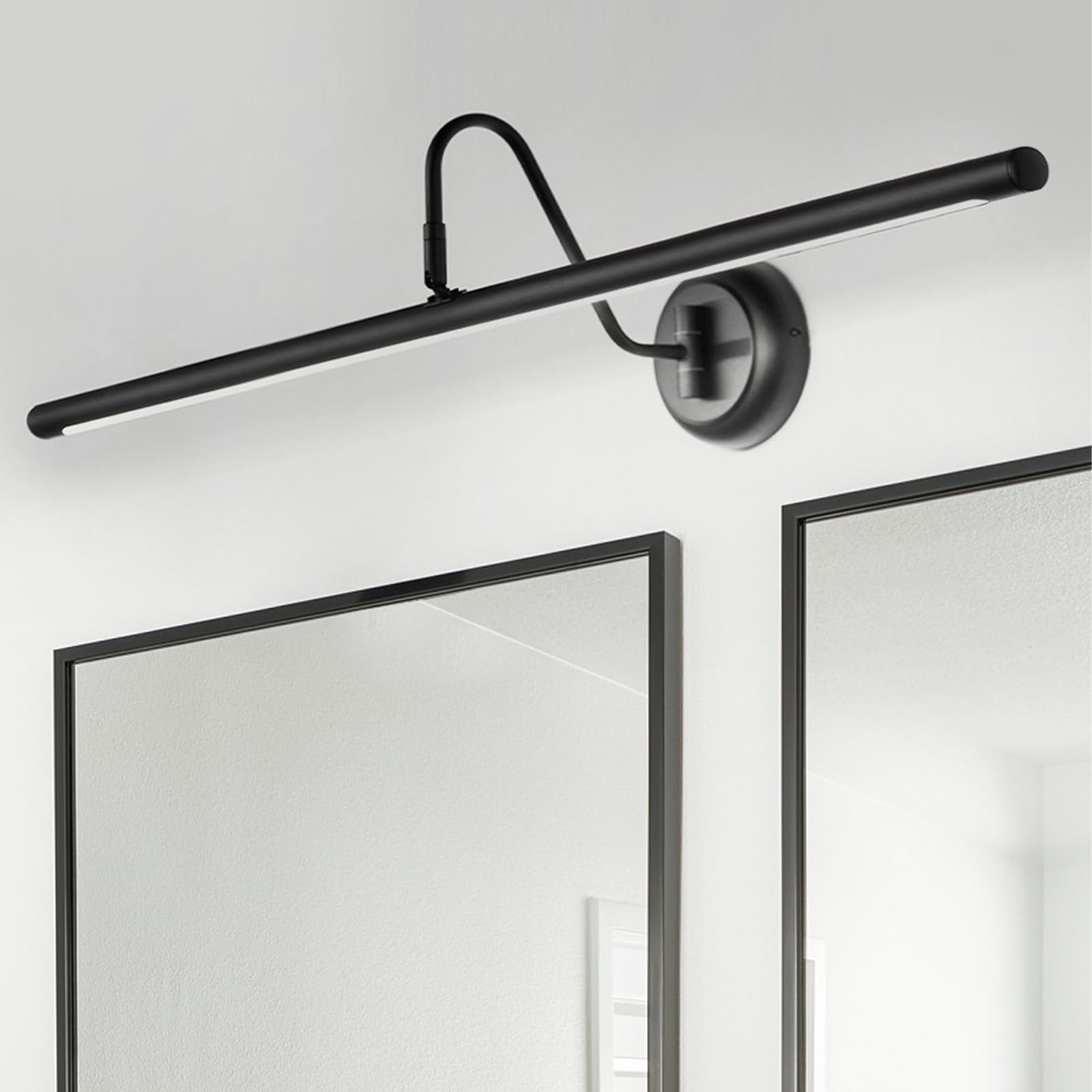 LED Spiegelleuchte Bad Wandleuchte 360° Drehung Einstellbarer Winkel Wandbeleuchtung Bildbeleuchtung Wandleuchten für Wohnzimmer Schlafzimmer Schminktisch Badezimmer (Schwarzes Weißes Licht,43cm)