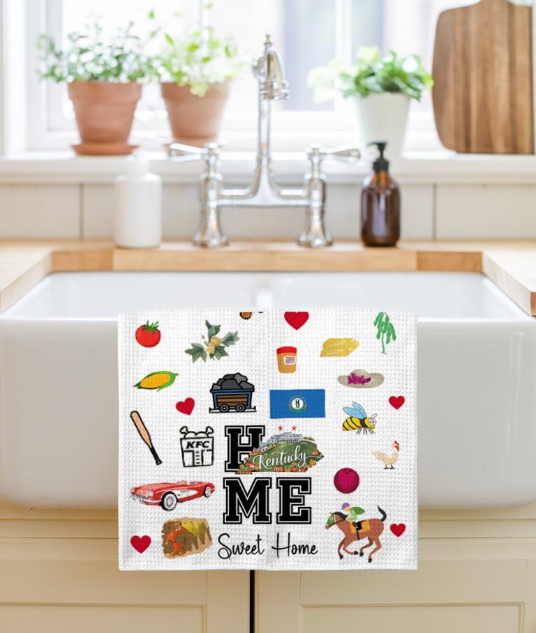 Home Sweet Home Kentucky Kitchen Towel - Housewarming and Homecoming Gifts - Kentucky State Favorite Symbol Dish Towels Gifts for Women Friends for Birthdays Mother's Day and Holidays - Image 3