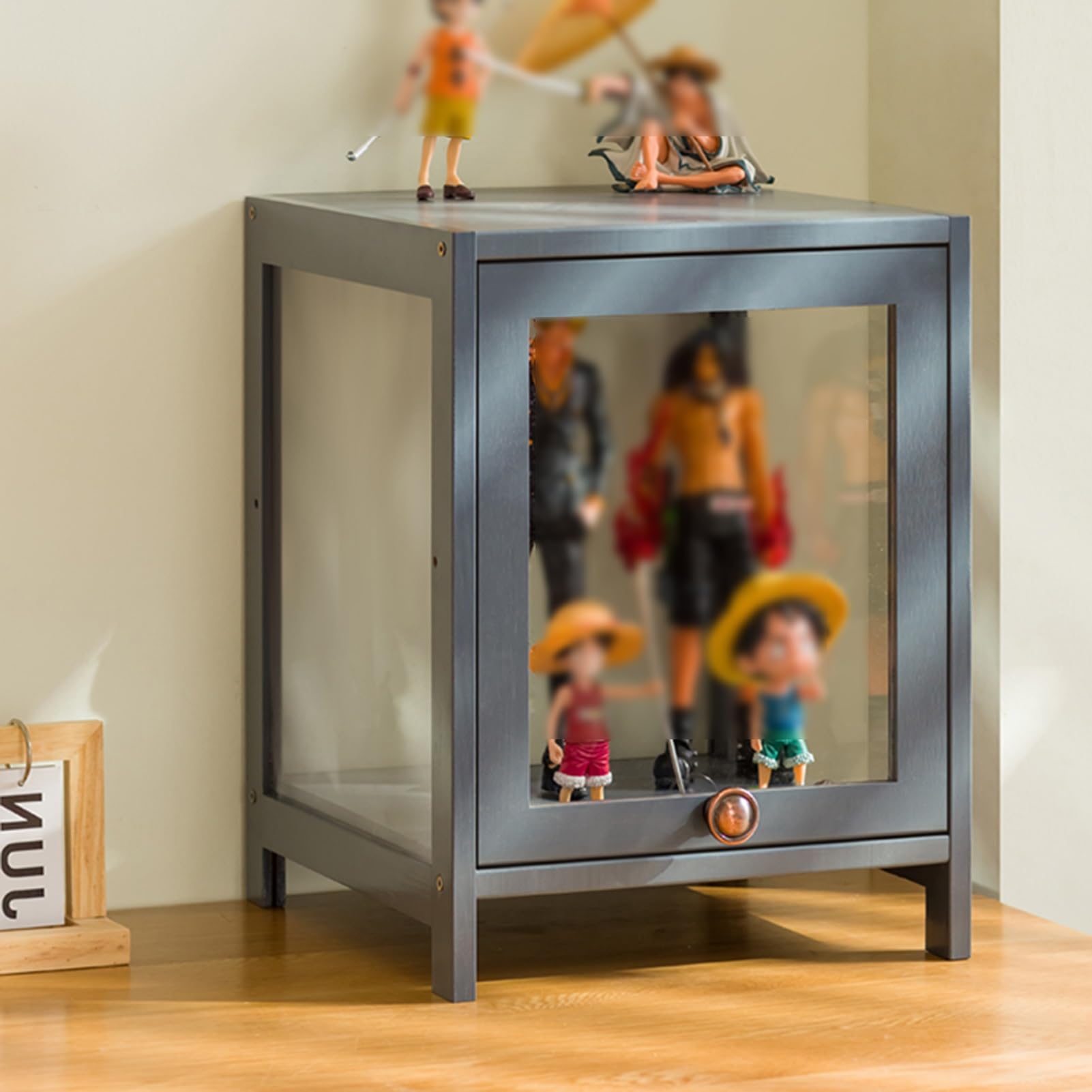 Acrylic Display Case With Bamboo Frame - Magnetic Door Cabinet For Collectibles & Figures