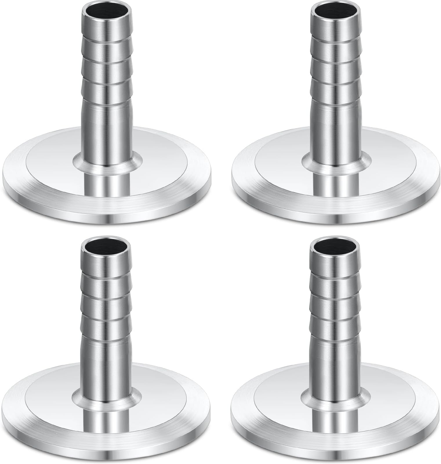 4 Pcs 1.5 Clamp to 0.5 Hose Barbed Adapter Sanitary Home Brew 304 Stainless Steel Hose Barb Pipe Fitting 50.5 mm Barbed Fittings Sanitary Fittings