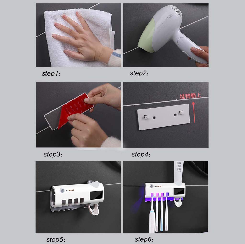 TJH Sterilizzatore per spazzolino da Denti Intelligente, sterilizzazione UV, mensola per dentifricio, Scatola di immagazzinaggio per Asciugatura spazzolino Elettrico a Parete