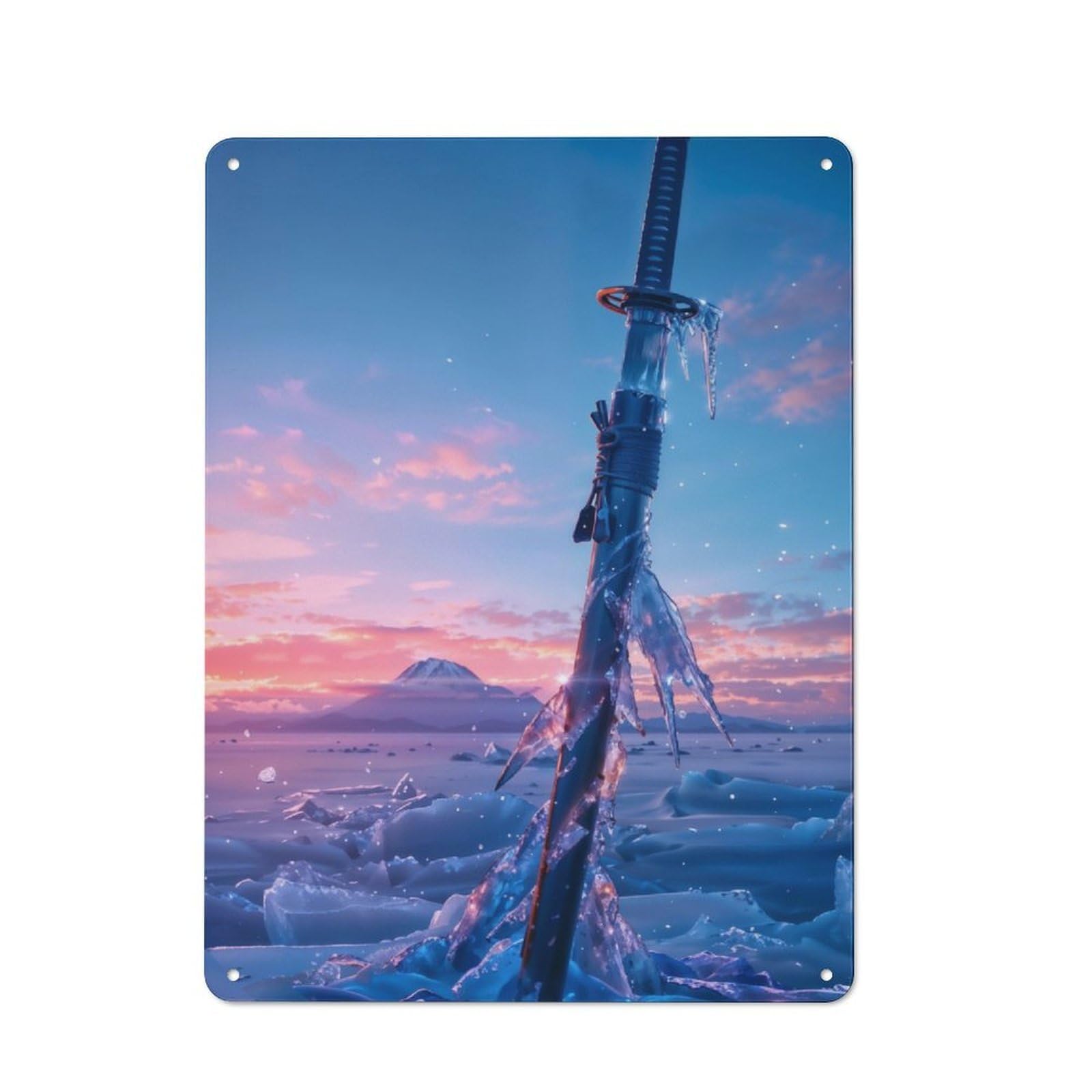Junmoney Frozen Katana Metal Plaque 40X30cm With For Garage Wall, Retro Decor, For Garage Decor Collectors Refreshing A Room In Autumn