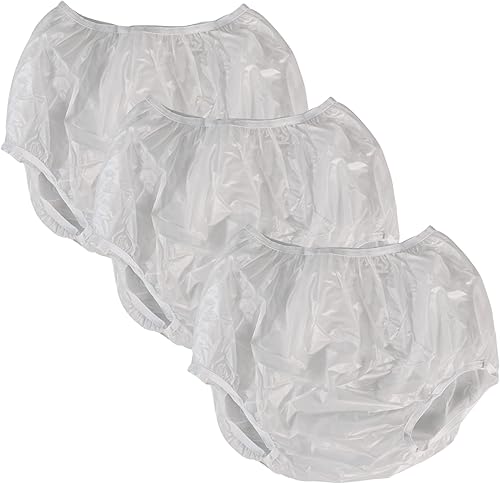 Pantalones de incontinencia impermeables de vinilo para adultos (este no es un pañal) [Paquete de 3] Protección extra impermeable para ir en la