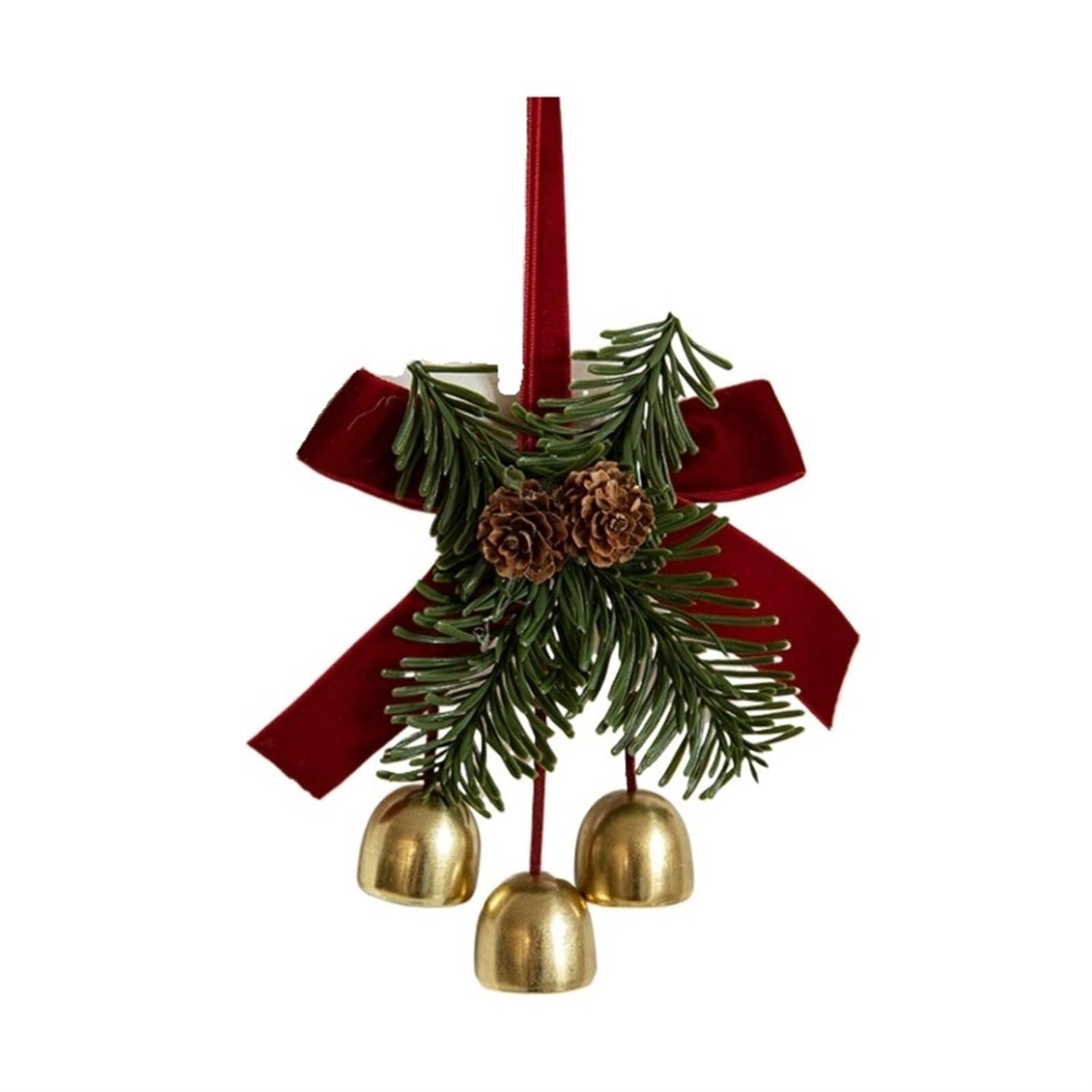 Campanelle Natale Ornamento Campana da Slitta in Ottone su Fiocco in Cordoncino di Cuoio Ornamenti for L'Albero Natale for La Casa Decorazioni(16x11cm)
