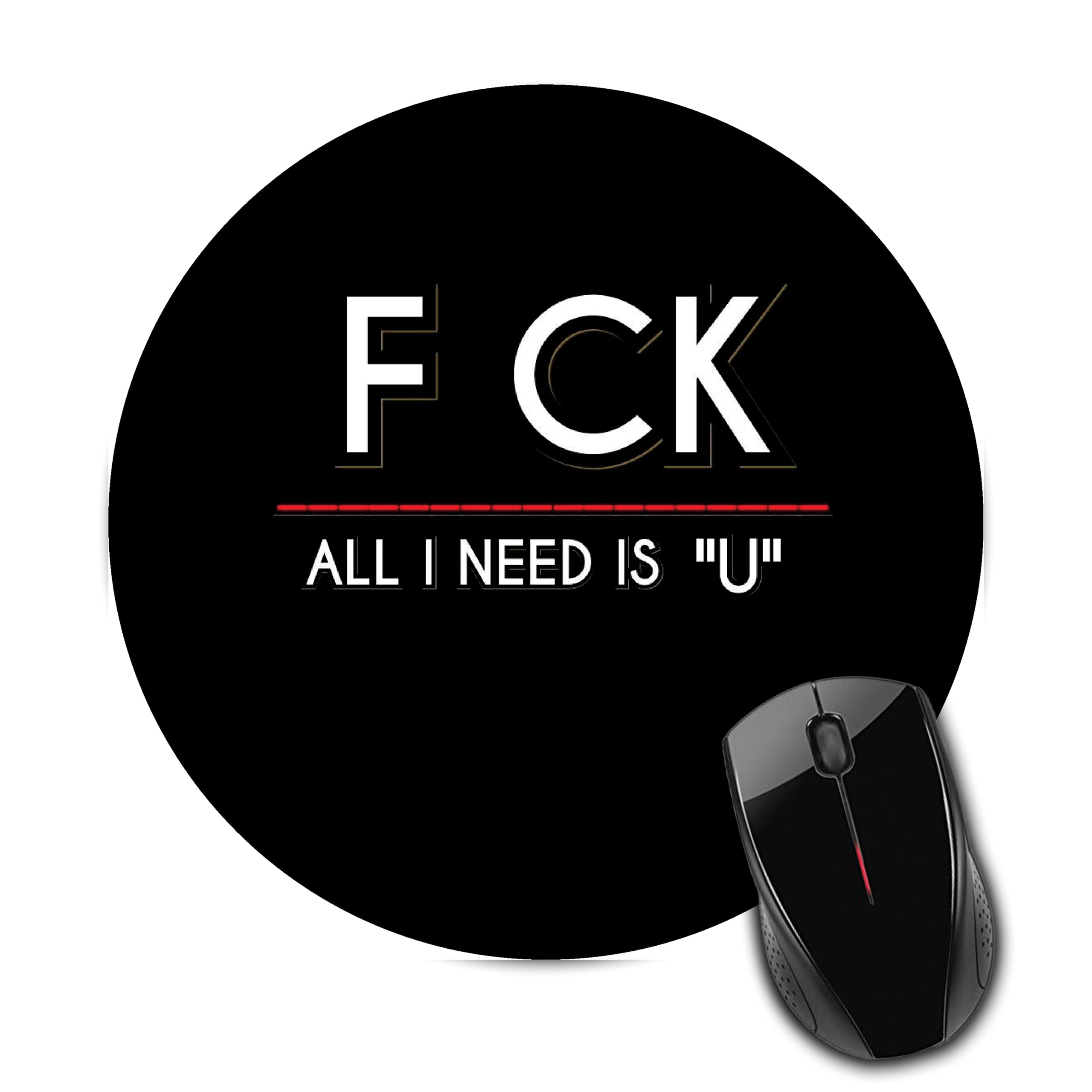 AG BRANDAG BRAND F*ck Theme Anti Slip Rubber Base Round Mouse Pad Desktops Computer PC and Laptop for Office and Home, Size 8x8 inches MP-076