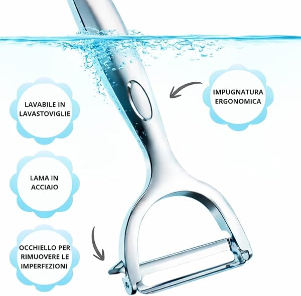 Pelapatate Professionale in Acciaio Inox – Sbucciatore con Lama Girevole Ultra Affilata, Impugnatura Ergonomica, Rimuovi Occhi Patate Integrato – Per Verdure e Frutta - 2