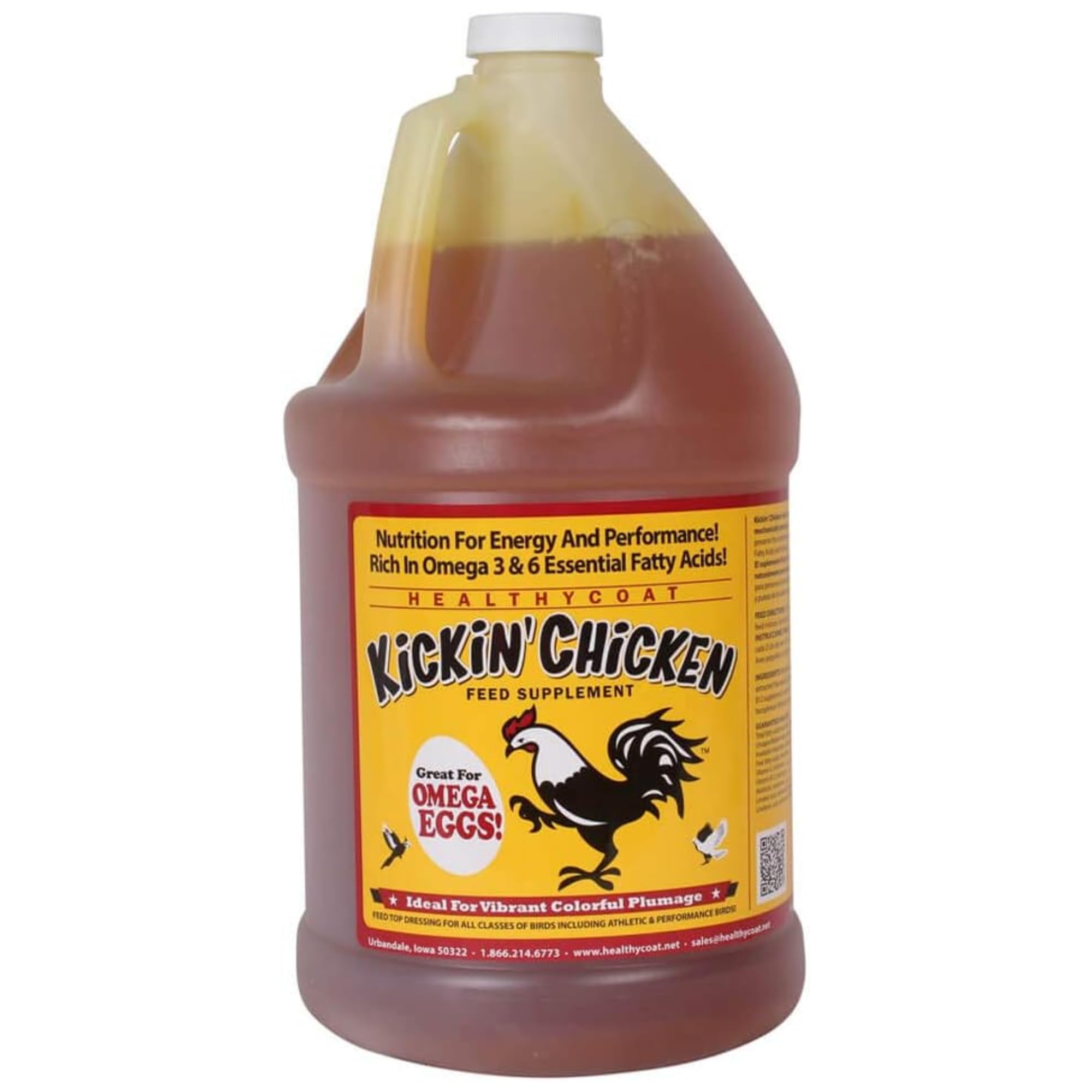 Healthy Coat Kickin' Chicken Feed Supplement: Gallon. Plumage, Skin, Molting, Egg, Immune System, Energy