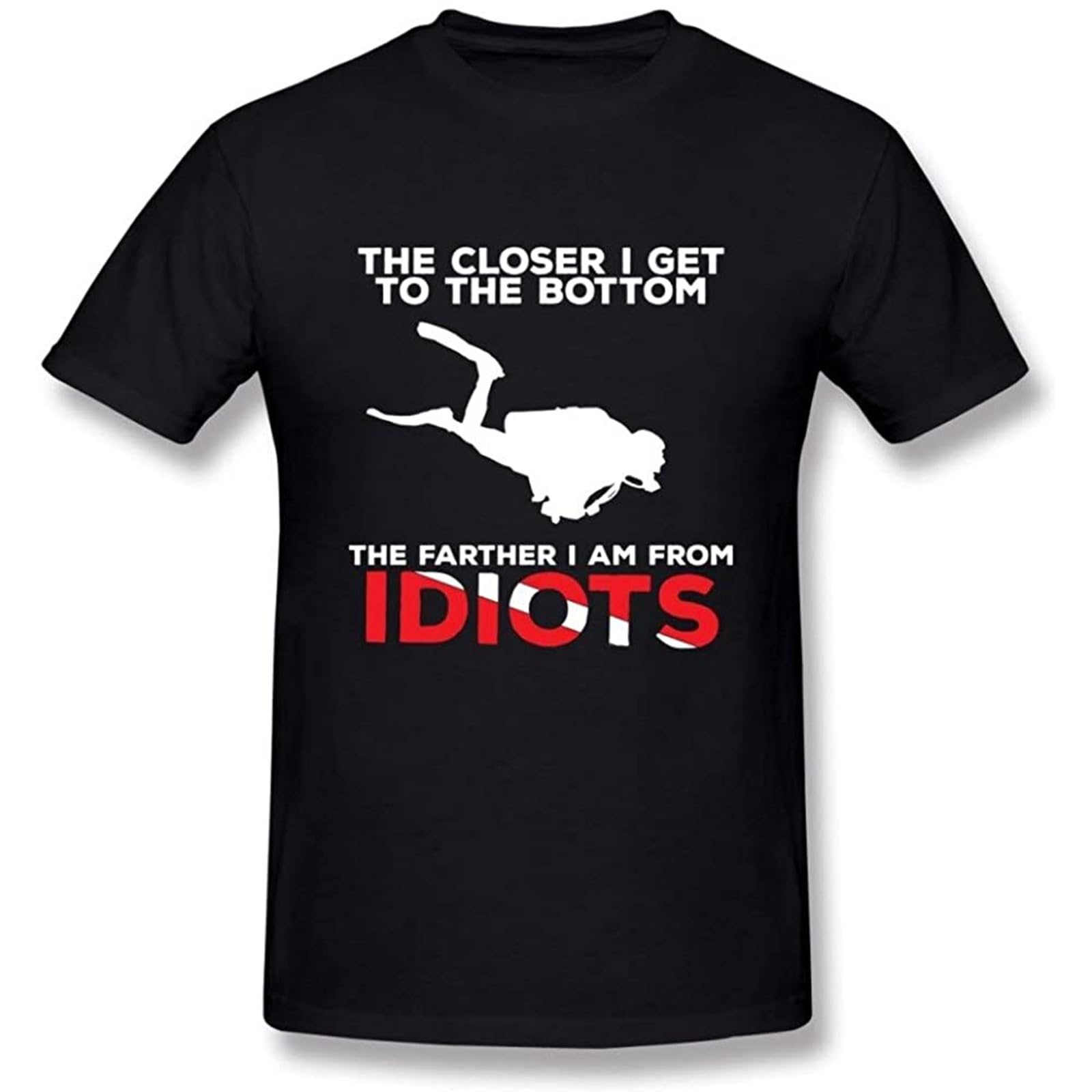 Balance Master Unisex Black The Closer I Get To The Bottom Scuba Diving O-Neck Short Sleeve T-Shirt L