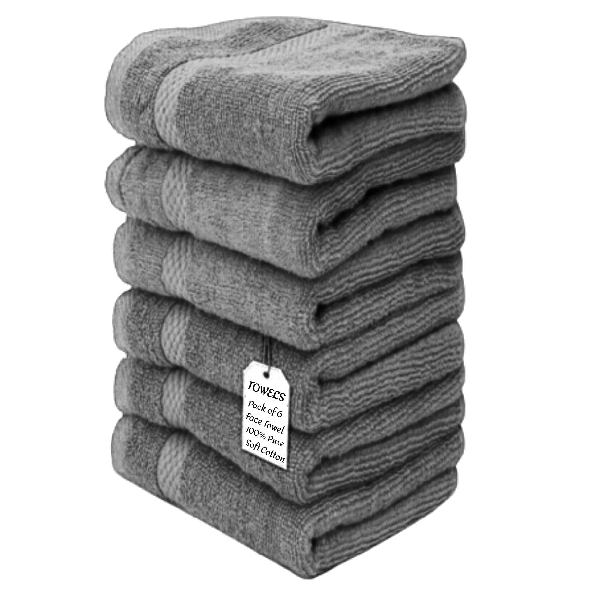 Diamond TexPack of 6 Face Cloths Flannels Set 100% Egyptian Cotton Luxury Towels 30 x 30 cm Super Soft High Absorbent Quick Dry Hand Washcloths Gym Spa Sports 500-GSM (Charcoal Grey)