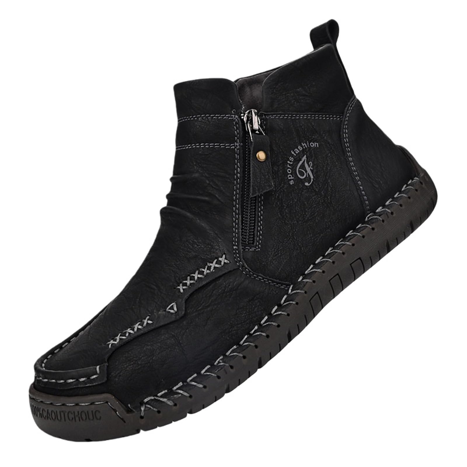 Chukka Ankle Boots for Women Men Casual Handmade Leather Unisex Lightweight Mid top Dress Shoes with Side Zipper