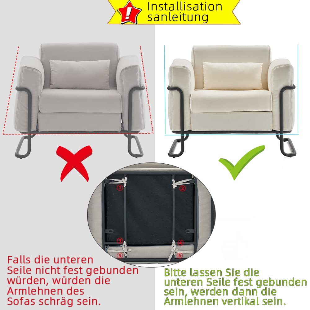Mingone Sessel Wohnzimmer Loungesessel Sofa 1 Sitzer Relaxsessel Polstersessel Gepolsterter Cocktailsessel Schlafzimmer Design Creme