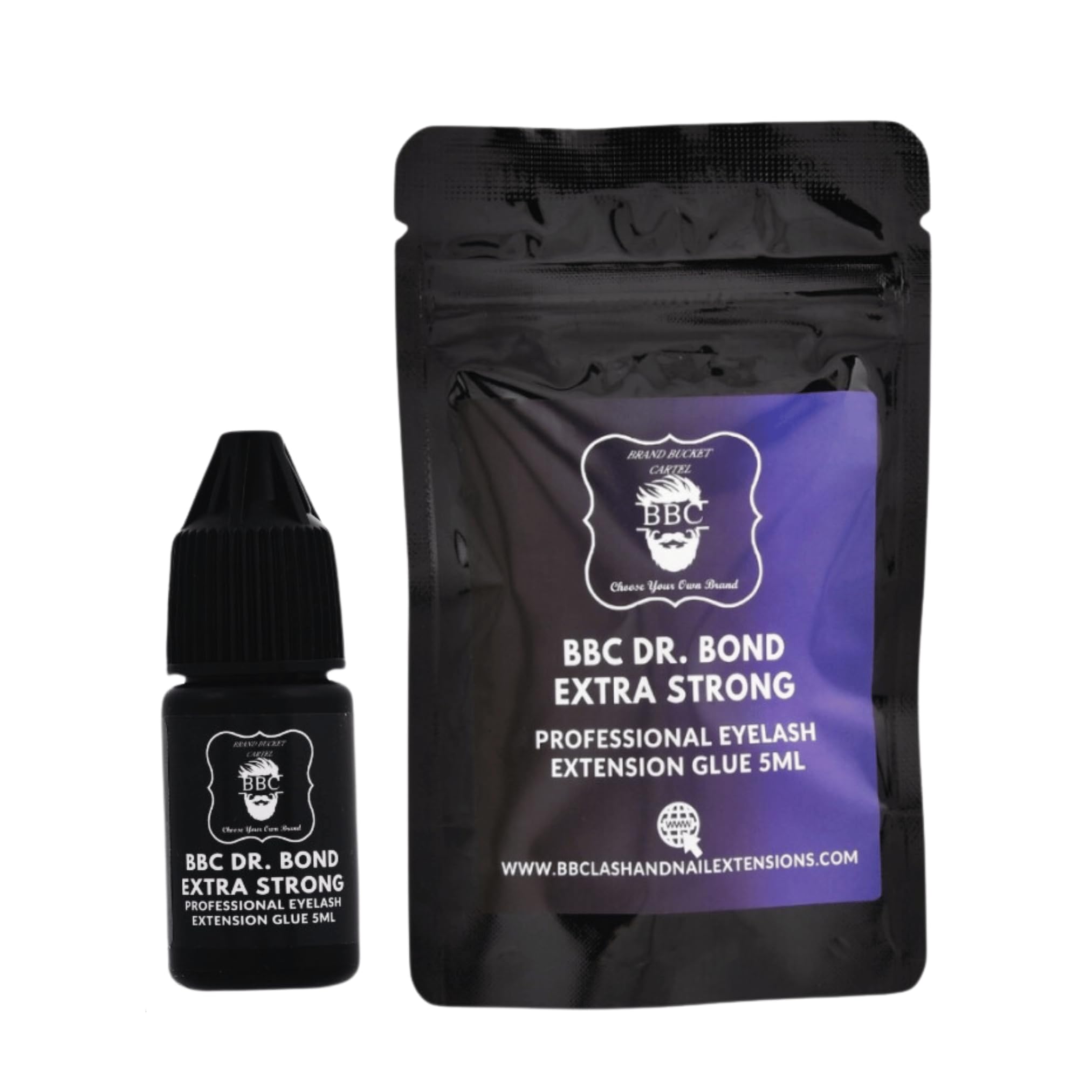 BBC Dr Bond Eyelash Extension Glue – Fast Drying (1 s), Extra Strong Hold, Waterproof, Low Fume Lash Adhesive for Professional Lash Artists – 5 ml Black