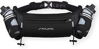 Fitletic Hydra 16 Hydration Running Belt: Bounce-Free with 2x8oz Quick-Flow Bottles, Phone Pouch for Runners
