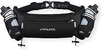Fitletic Cinto de corrida de hidratação com garrafas de água para homens e mulheres – 2 garrafas de água corrente de fluxo rápido de 227 g, design patenteado sem salto, bolsa resistente à água para