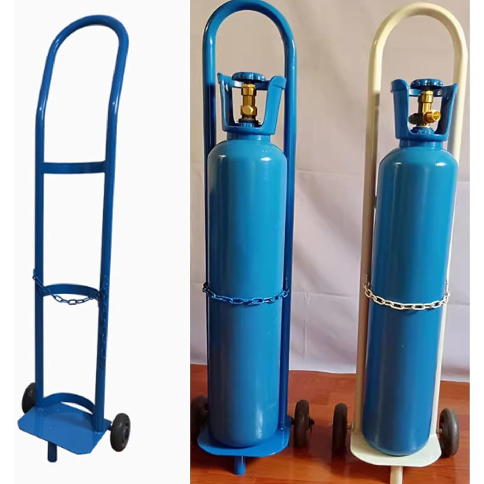 WQPMNYG Portable Oxygen Cylinder Cart with Wheels - Lightweight Steel Gas Tank Trolley for Laboratories & Factories | 110cm (43.3in) Oxygen Tank Holder (Blue)