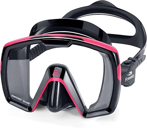Freela Gafas de natación para adultos con cubierta para la nariz, vidrio templado, antivaho impermeable, 180, visión amplia transparente, para