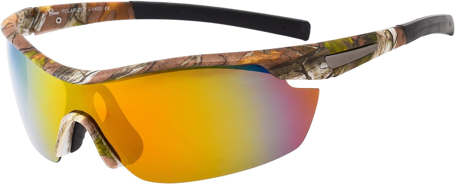 Hornz Polarized Sunglasses Men Camouflage Wrap Around Sport Frame Lightweight