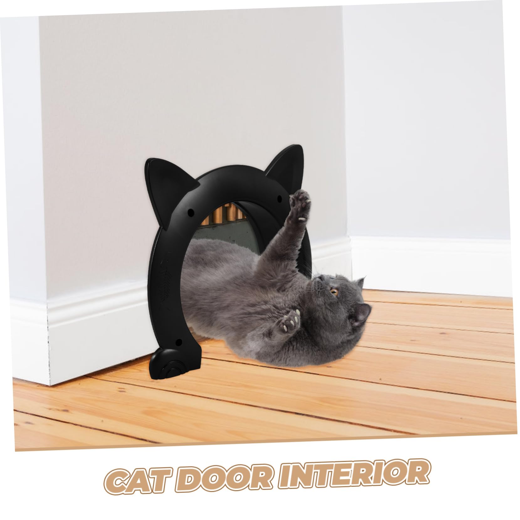 Katzenklappe für Innentüren Katzenform aus Kunststoff Schwarz