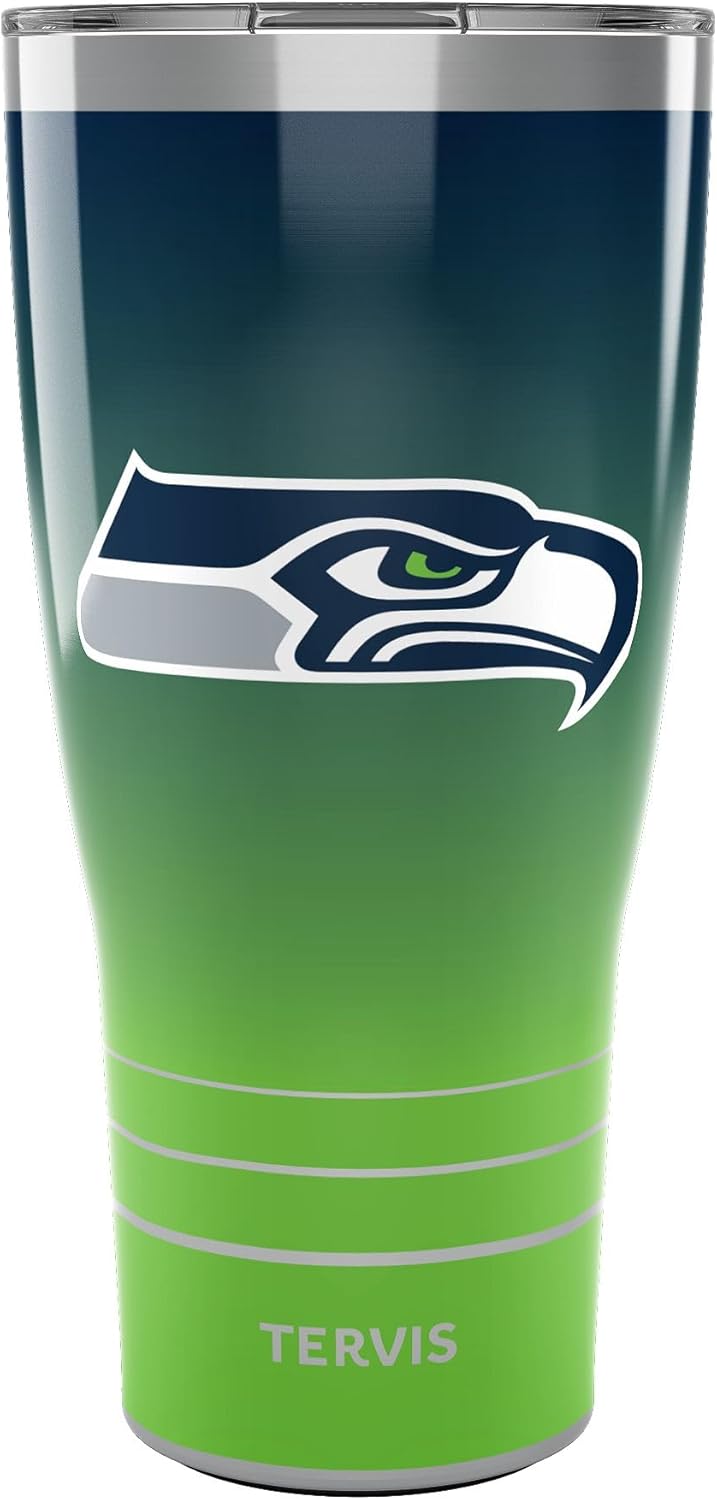 Tervis Traveler NFL Seattle Seahawks – Ombre Triple Insulated Tumbler Travel Cup Keeps Drinks Cold & Hot, 30oz, Stainless Steel