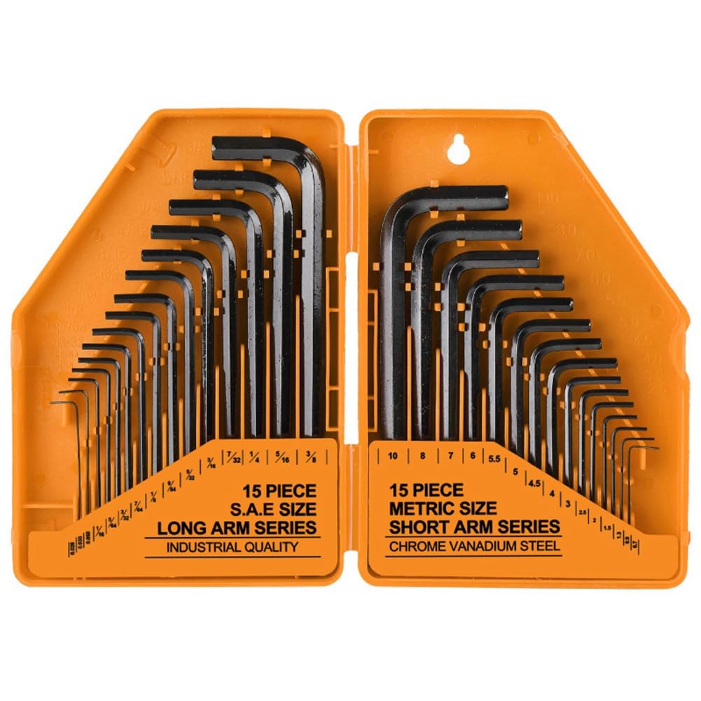 Ctrlzs 30-Piece Hex Key Set Ball Wrench Metric Inch Hex Tool Hex Key Wrench Easy Install