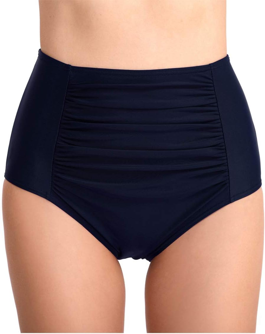 ViloreeWomen's Swim Bottom High Waist Retro Tummy Control Bikini Tankini Swimsuit Briefs