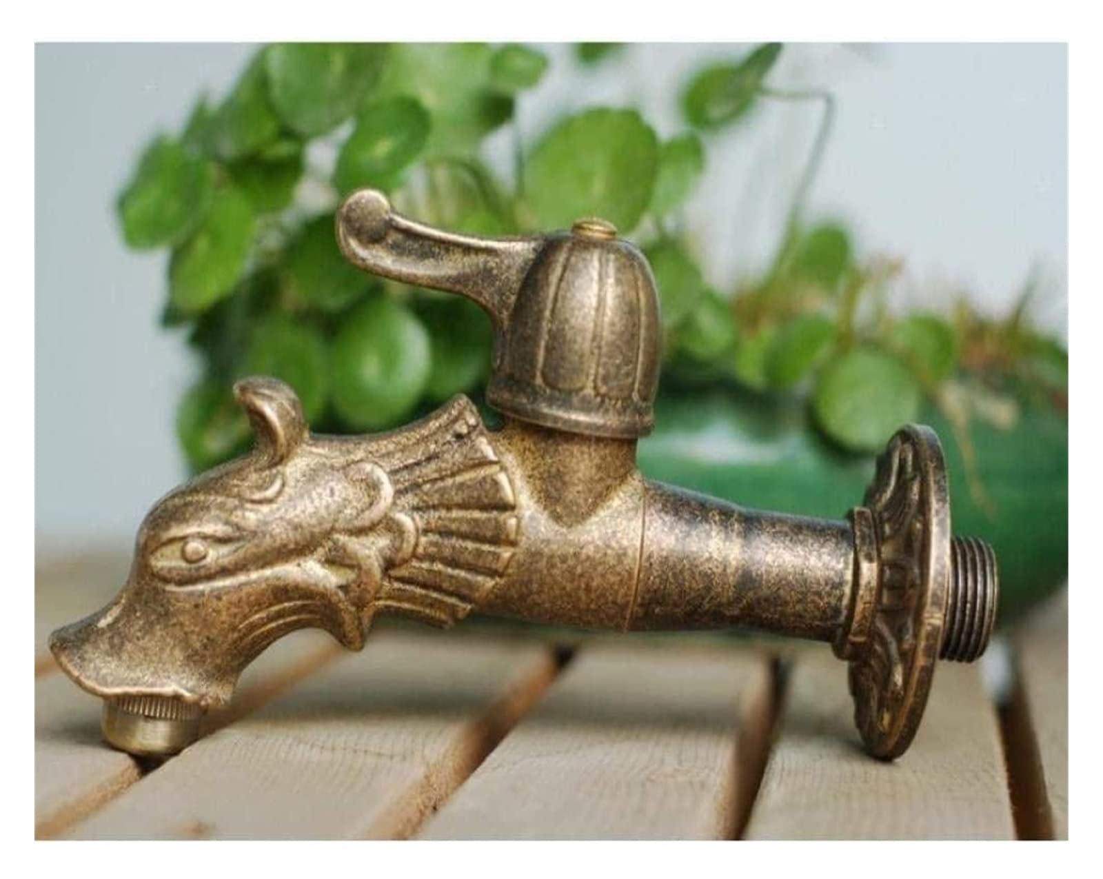 KOMEYA Taps,Sink Tap,Outside Taps Kit Garden Taps Outdoor Taps Dragon Animal Shape Garden Bibcock Rural Style Antique Bronze Dragon Taps with Decorative Outdoor Faucet for Garden