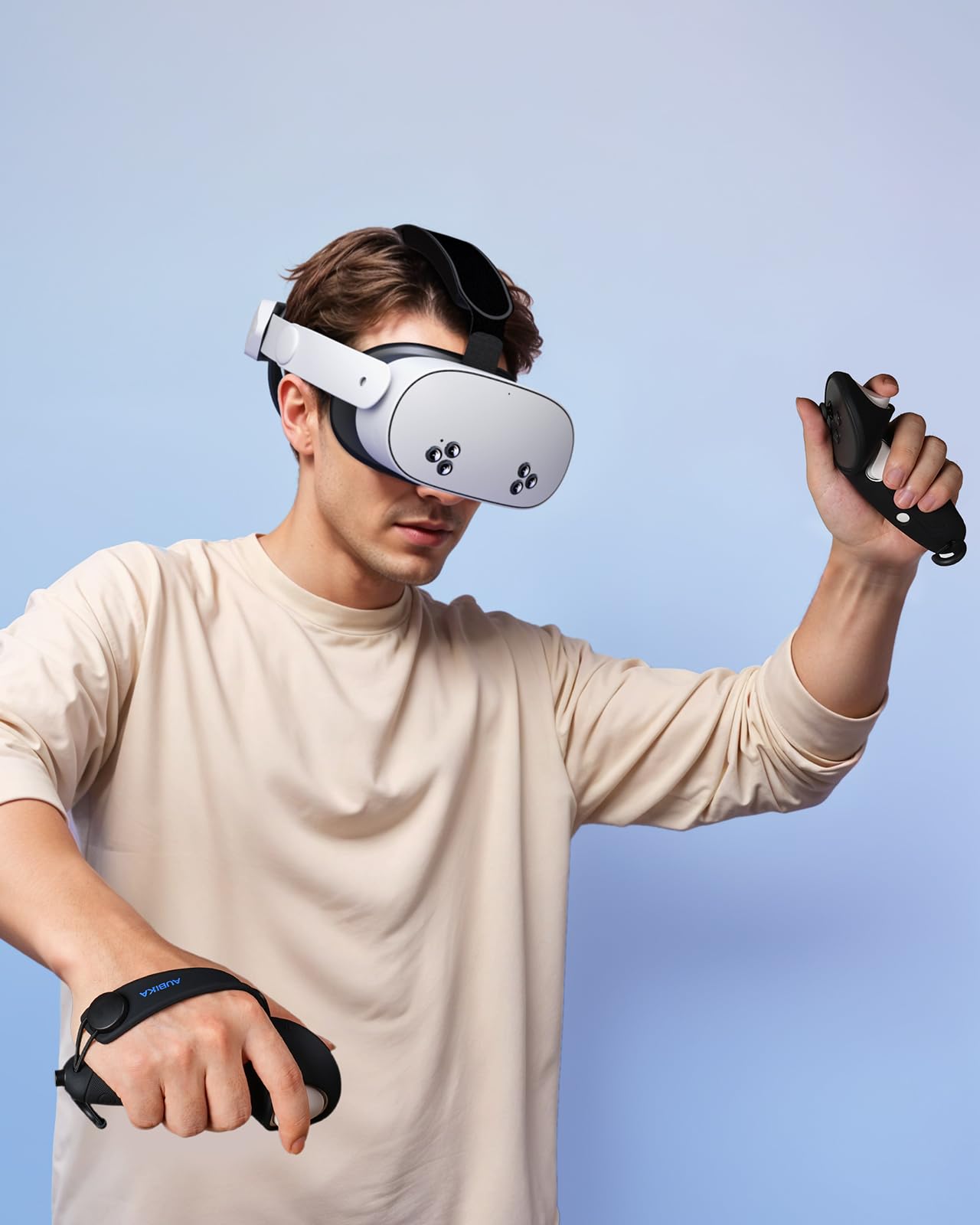 Aubika Funda para mando de Meta Quest 3S y Oculus Quest 3 con tapa de apertura de batería, protector VR (negro)