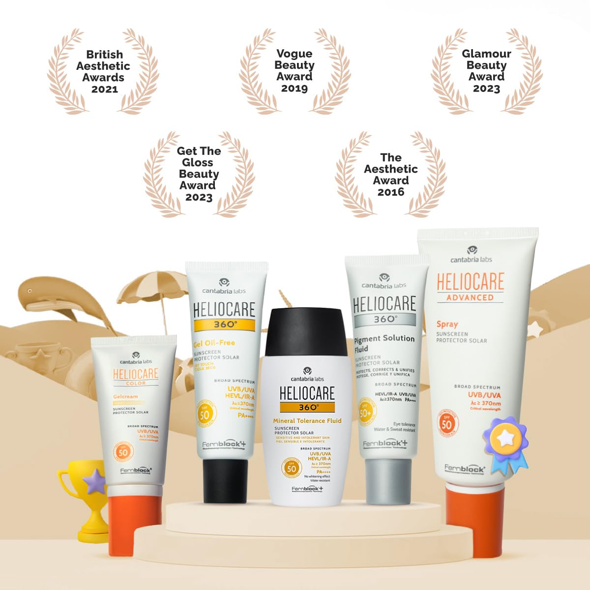 Heliocare 360º Kolor żel bez oleju SPF 50+ - Zaawansowana ochrona przed światłem z kolorem, lekką teksturą, skórą mieszaną lub tłuszczem, matowym wykończeniem i suchym dotykiem, beżowym, 50ml