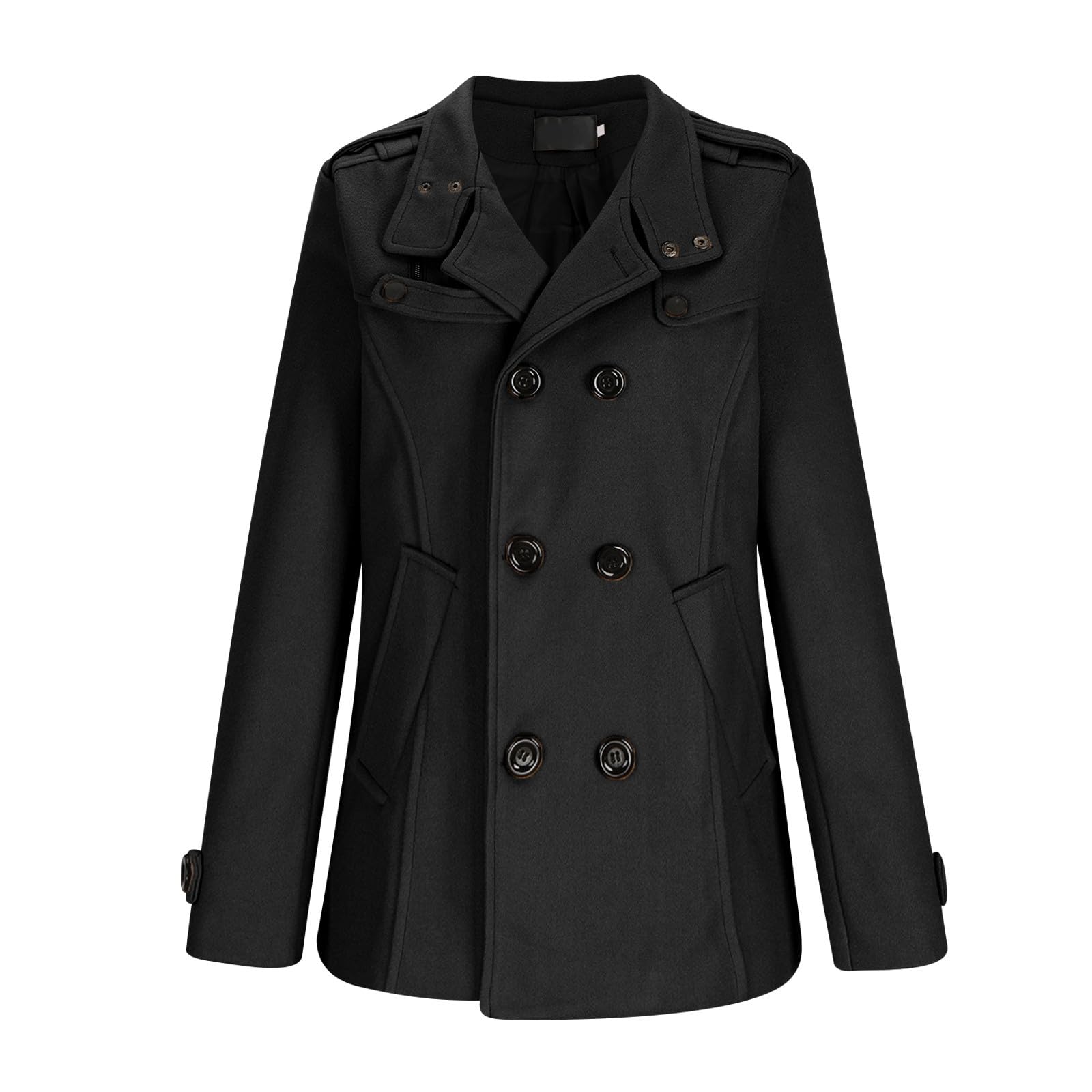 HAOLEI Cappotto Donna Lana Taglie Forti Cappotti da Ufficio alla Moda Slim Business Cappotto con Risvolto Elegante Classico retrò di Tendenza Cardigan Trench Giubbotto Monopetto in Lana