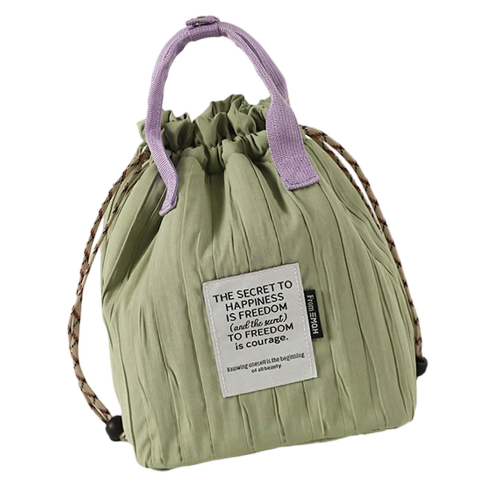 Pangboer Bean Green Insulated Lunch Bag Polyester Drawstring Tote Top Handles Meal Organizer For Work Meals School Routines Daily Use Top Handle Lunch Bag