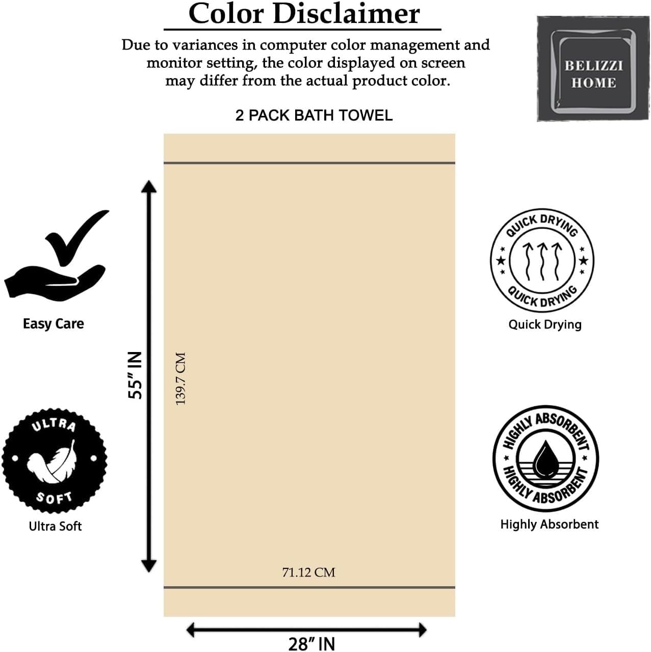MALLONI HOME Baumwolle 2er-Pack Oversized Badetuch-Set 70 x 140 cm, große Badetücher, Ultra saugfähig, kompakt, schnell trocknend und leicht, Blaugrün