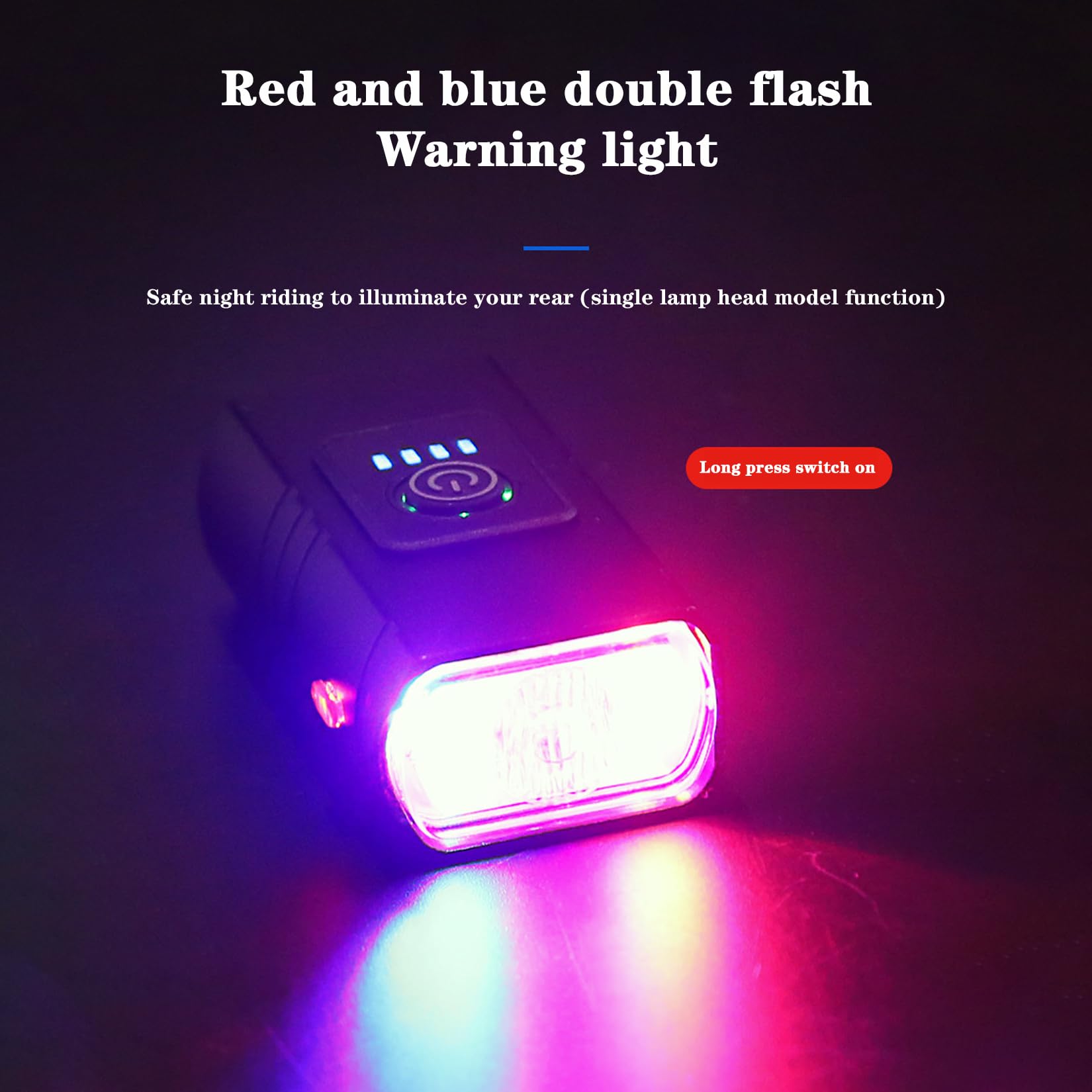 Kit d'éclairage pour vélo, 1200mAh-6 Feux de Vitesse-Chargeur USB-lumières tricolores-indicateur de Batterie, 6.5 * 3.7 * 2.5CM