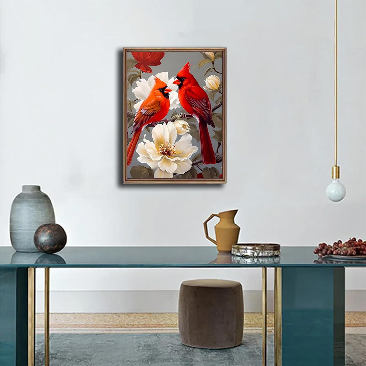TUTUMAY21 5D Animal Bird Diamond Painting Kits Spring Red Cardinals for Adults, Full Round Diamond Art Craft for Home Wall Decor Gifts 12x16inch