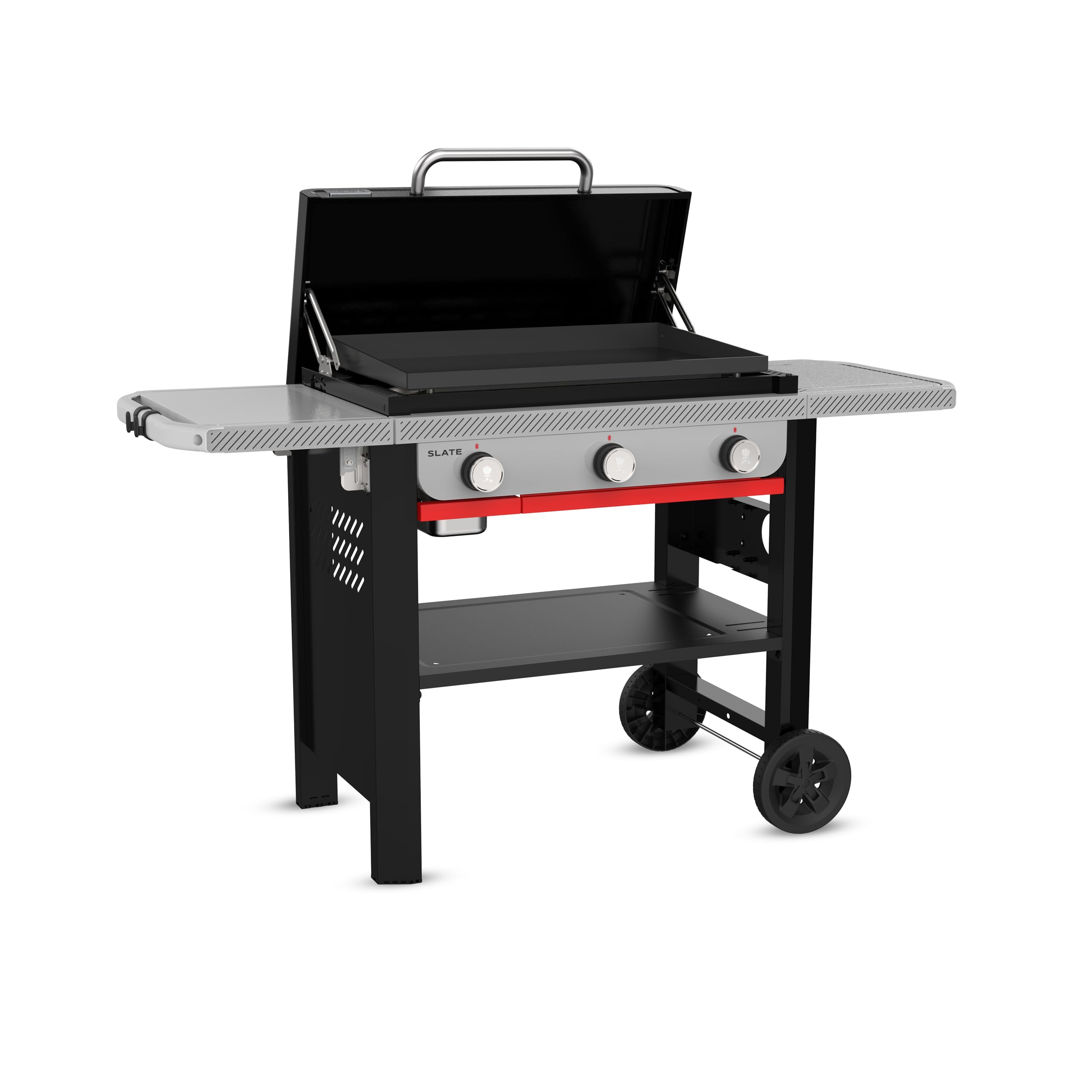 Weber Slate GP 71 cm Premium Plancha mit Untergestell und Rollen | 3 Brenner, Porzellanemaillierte Antihaft-Grillfläche, Durchgehende Hitzeverteilung, Multi-Zonen-System, 3252 cm² Grillfläche