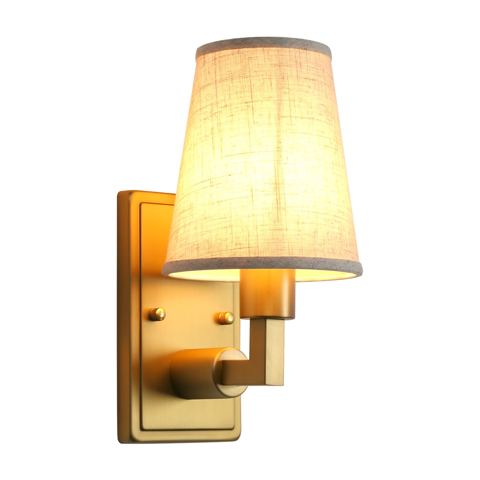 Photo 1 of JIMUBEAM Wall Sconce 1-Light Fixture Antique Finish with Linen Fabric Shade, E26 Hardwired Indoor Wall Light for Vanity Bathroom Living Room Bedside Nightstand Light