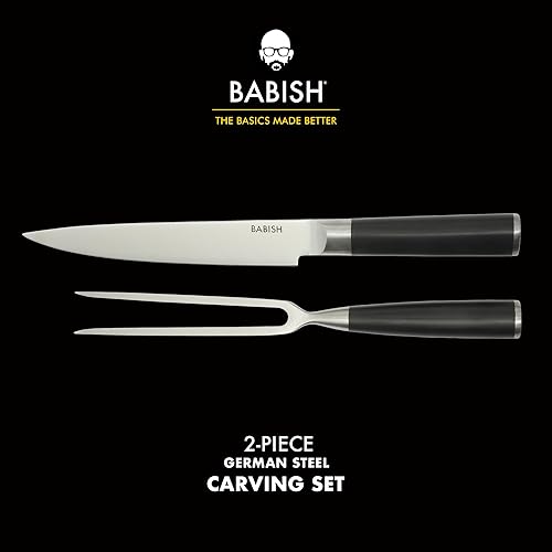 Miniatura 51 de Babish Cubiertos de acero alemán de alto carbono 1.4116, cuchillo forjado para carne de cocina 4pk Juego de cuchillos para carne, acero inoxidable