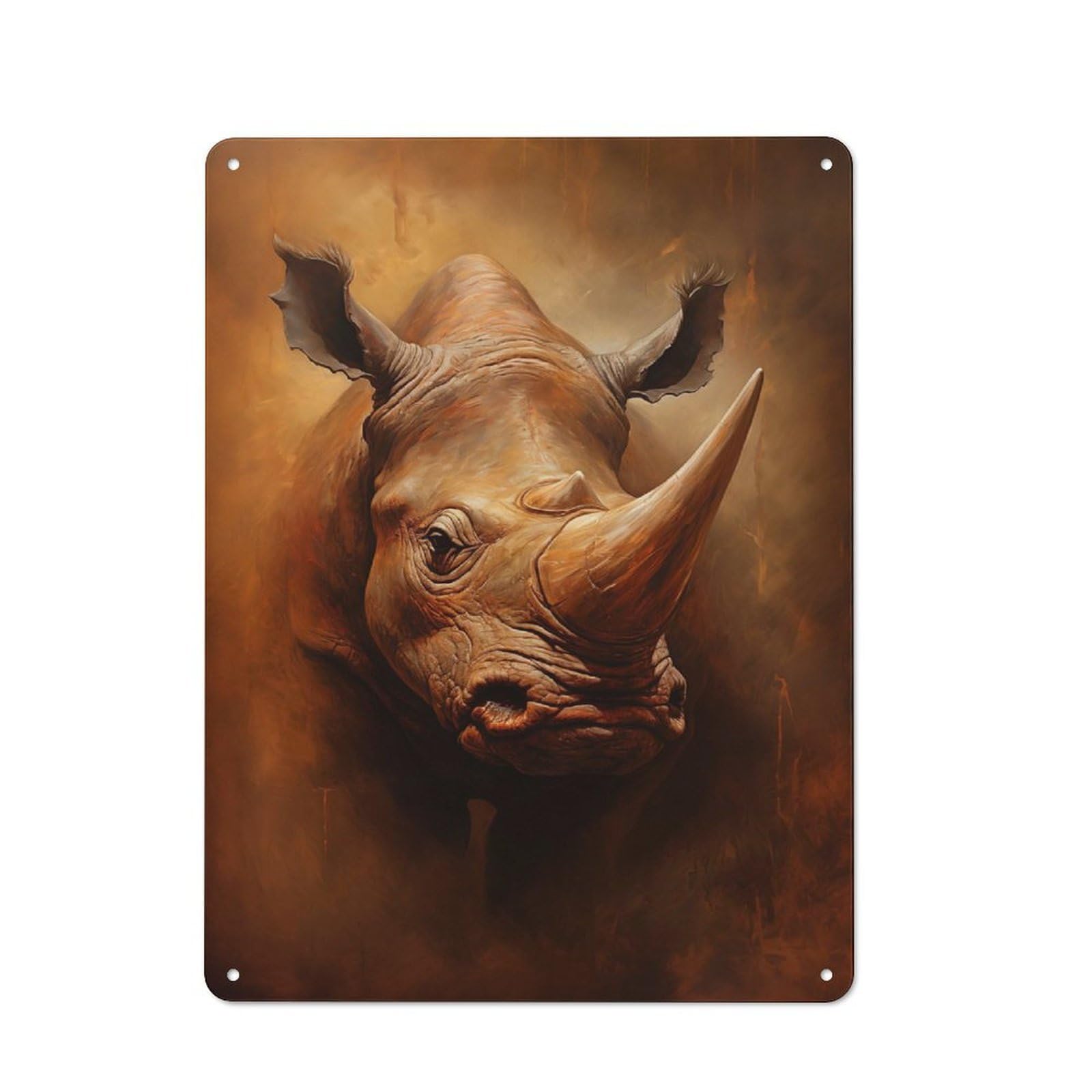 Junmoney Style-6 Metal Sign 40X30cm With Rhino For Pub Or Café, Vintage Decor, For Metal Sign Collectors, For Garage And Workshop Walls