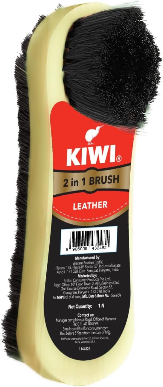 KIWI Wood 2 In 1 Shoe Brush, 1 Piece,Multicolour