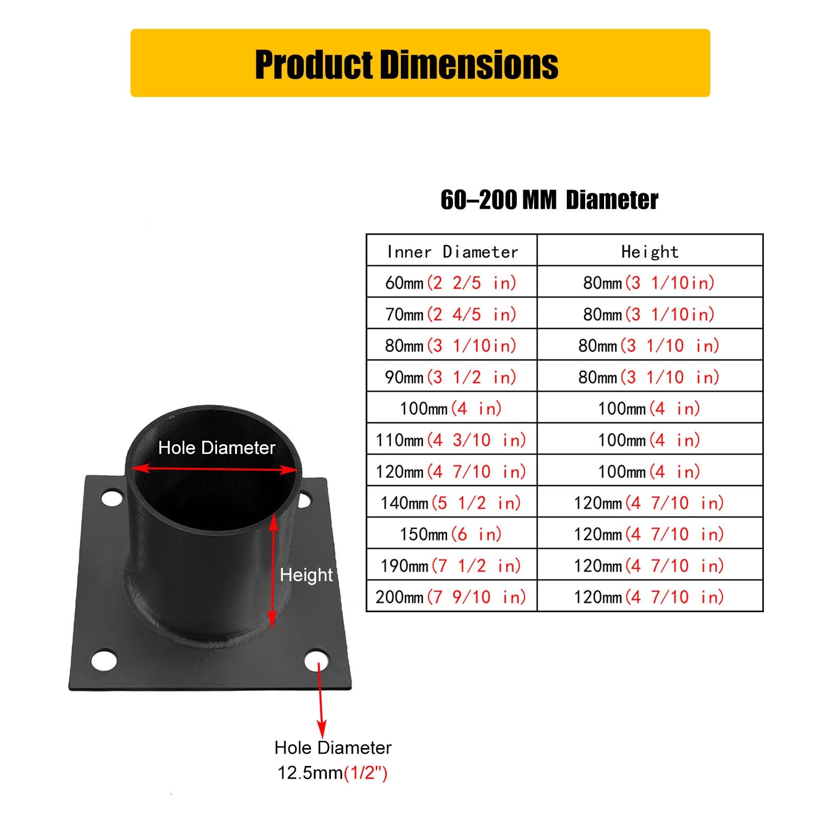 Soporte para Poste Base para Postes de Madera Soporte De Anclaje para Postes De Terraza | Para Exteriores/ Aceras / Entradas De Vehículos, Soporte Para Columnas De Hormigón(Dia120mm/4.7")