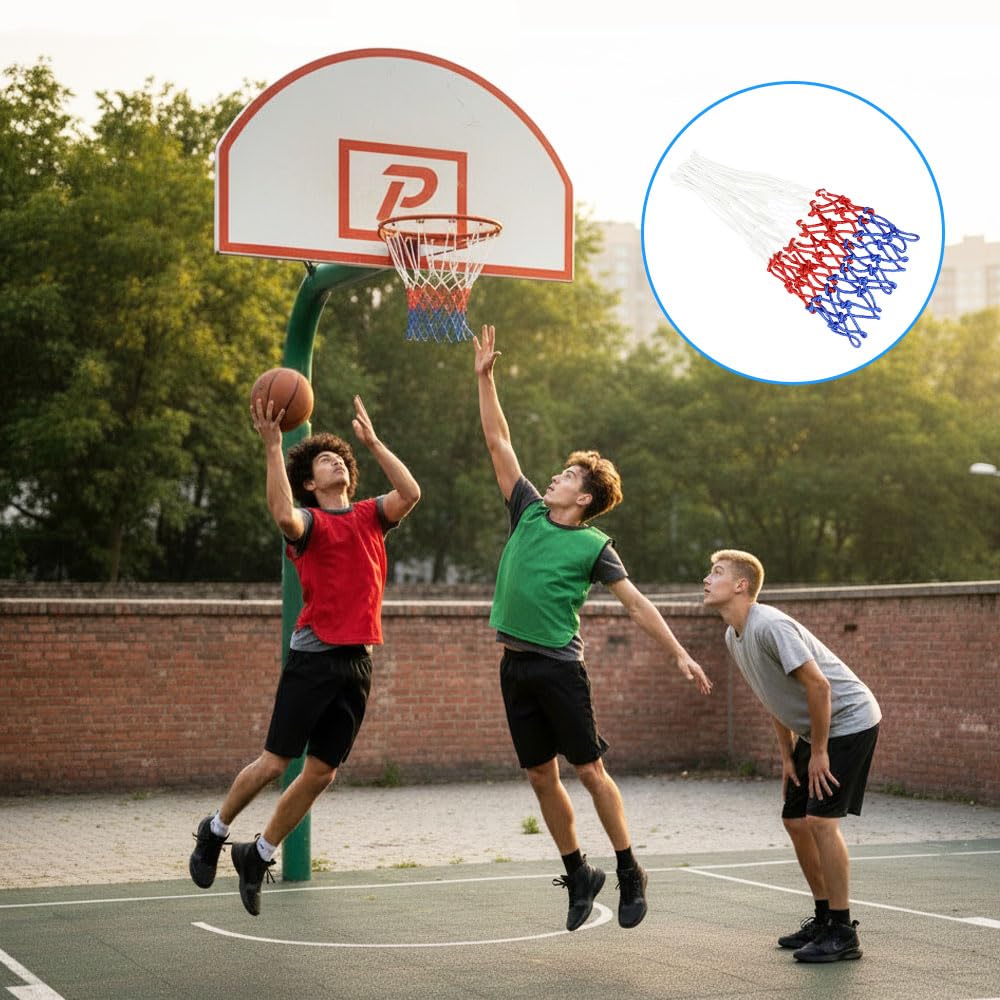 2 Pezzi Rete Canestro Basket Esterno,Retina Basket Outdoor Nylon,HMCEY Canestro Pallacanestro da Muro,Portable Basketball Net Ricambio,Rete da Baskets Rimovibile per Bambini, Sport, Scuola